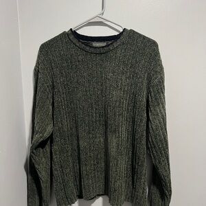 Olive Green Ribbed Crewneck Sweater